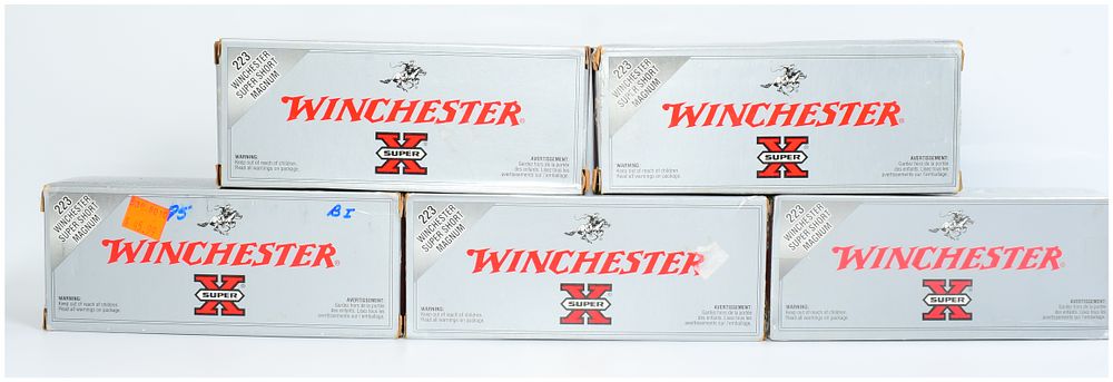 Lot 1393: Winchester .223 WSSM 55 Grain Pointed Soft Point Ammunition, 99 Rounds