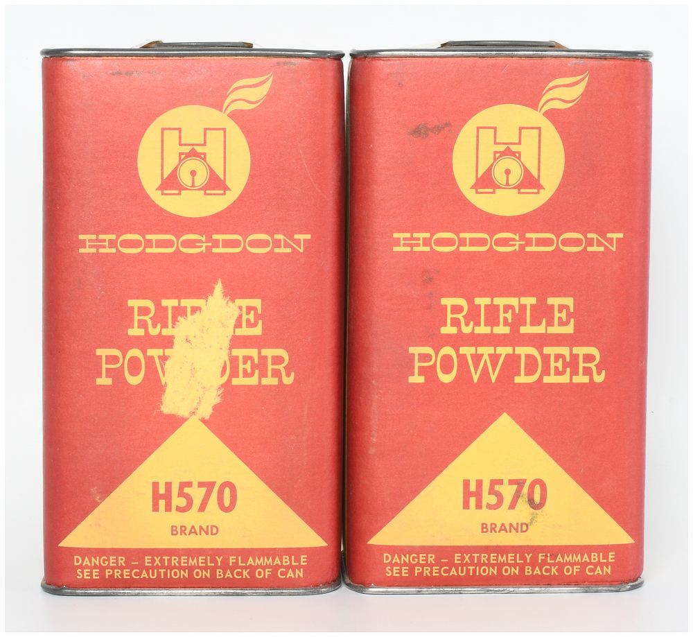 Lot 1397: A Pair of Vintage Hodgdon H570 Rifle Powder Bottles