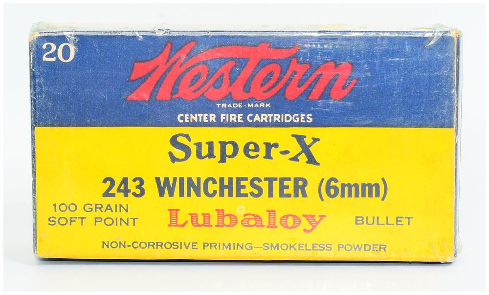 Lot 1402: 20 Rounds Western Super-X .243 Winchester (6mm) Center Fire Cartridges Ammunition Box