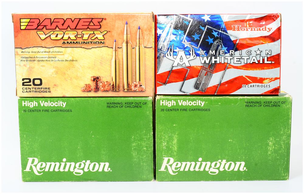Lot 1420: 80 Rounds of Mixed 25-06 Remington Centerfire Ammunition by Remington, Hornady, and Barnes