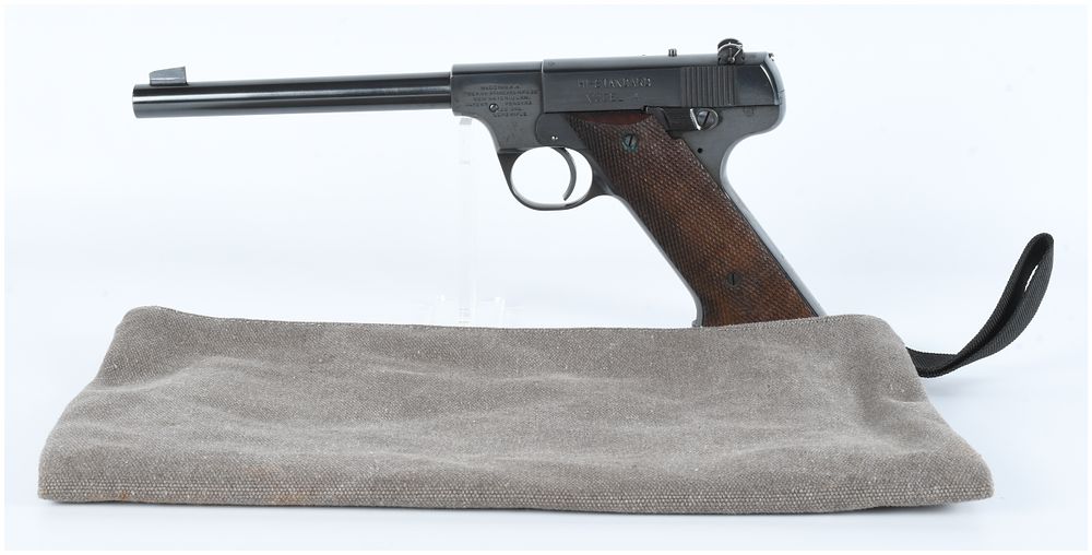 Lot 1437: High Standard Model A .22 LR Semi-Automatic Pistol with Pouch