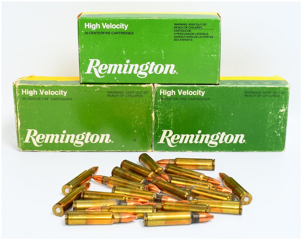 Lot 1510: Three Boxes Vintage Remington High Velocity .300 Savage Ammunition, 150 & 180 Grain, with Loose Rounds