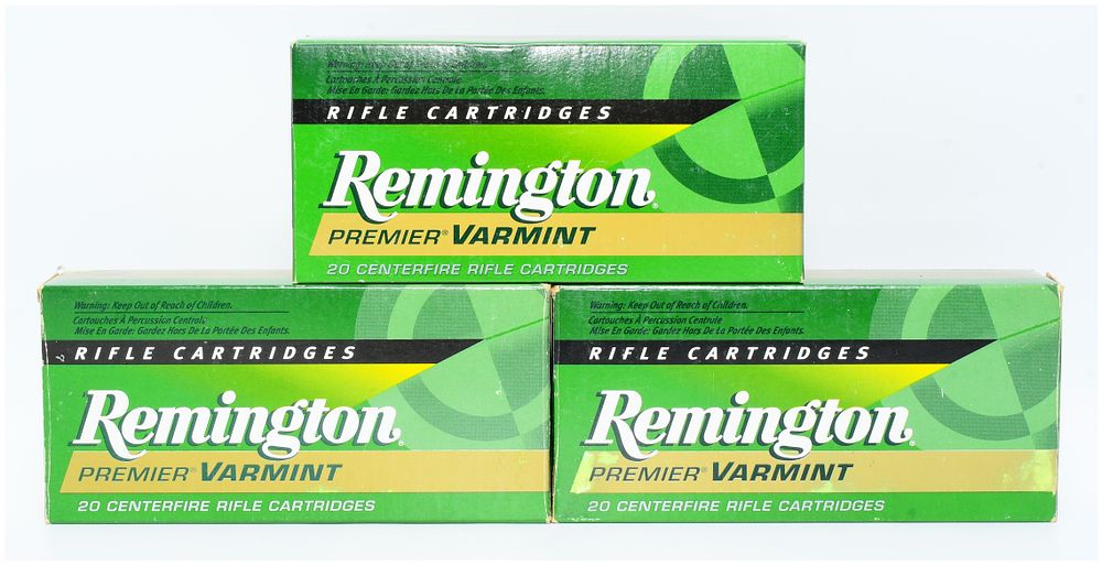 Lot 1513: 60 Rounds of Remington Premier Varmint .221 Remington Fireball 50 GR. V-MAX Rifle Cartridges