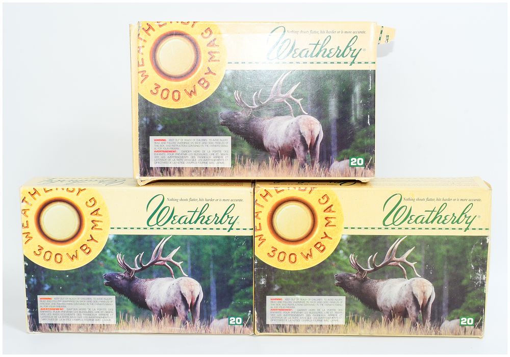 Lot 1519: Three Factory-Sealed Boxes of Weatherby .300 WBY Magnum Ammunition