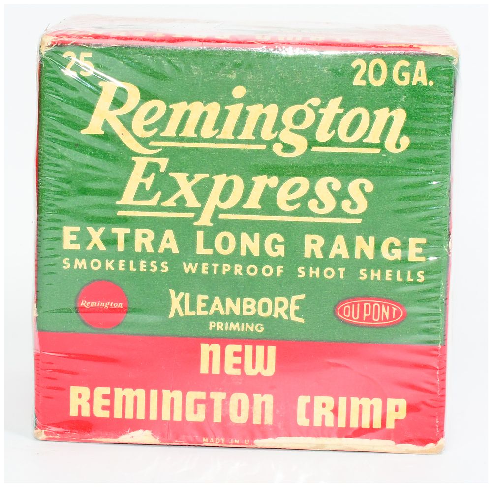 Lot 1528: Factory-Sealed Box of 25 Remington Express Extra Long Range 20 GA. Shotgun Shells, Kleanbore Priming