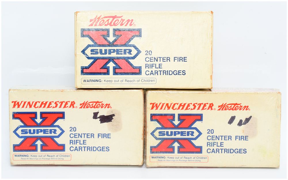 Lot 1576: Three Boxes of Winchester Western Super X .257 Roberts Rifle Cartridges