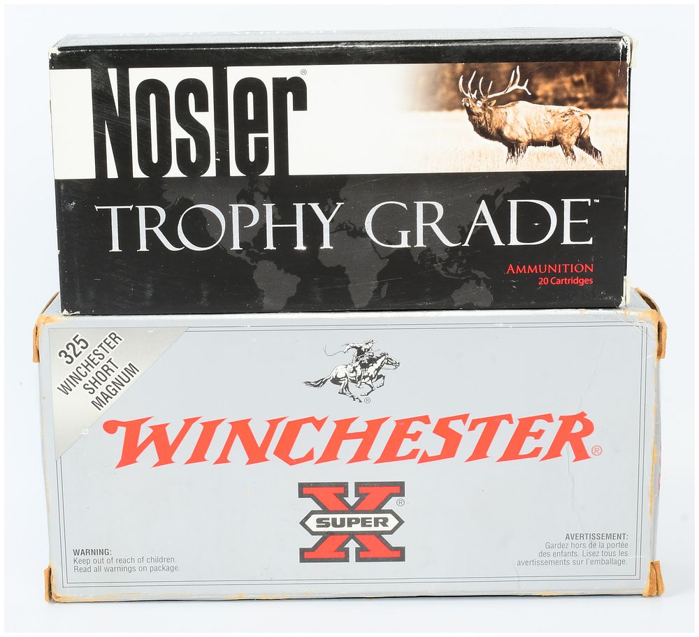 Lot 1597: 40 Rounds of .325 WSM Rifle Ammunition by Nosler and Winchester