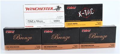 A Lot of 100 Rounds of PMC and Winchester Centerfire Rifle Ammunition in .308 Winchester and 