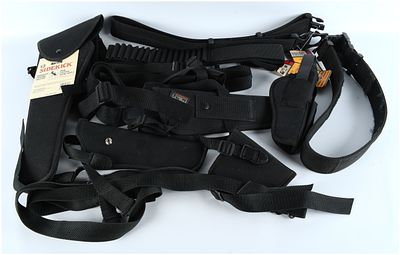 A Collection of 7 Uncle Mike's and Associated Nylon Holsters and Web Gear Accessories. A 