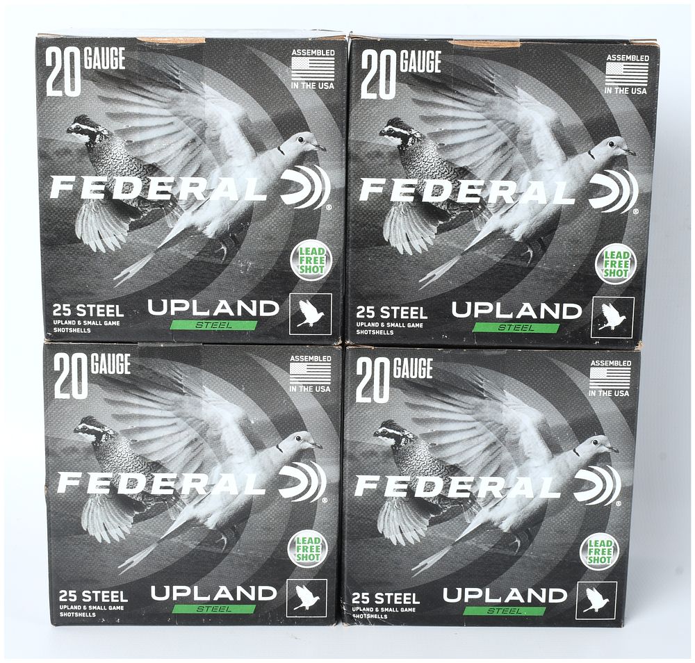 Lot 31: Federal Upland Steel Shotgun Ammunition, 20 Gauge, 100 Rounds