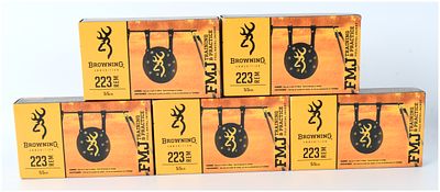 Browning Training & Practice .223 REM 55 GR FMJ Ammunition (100 Rounds). A lot of 100 rounds of 