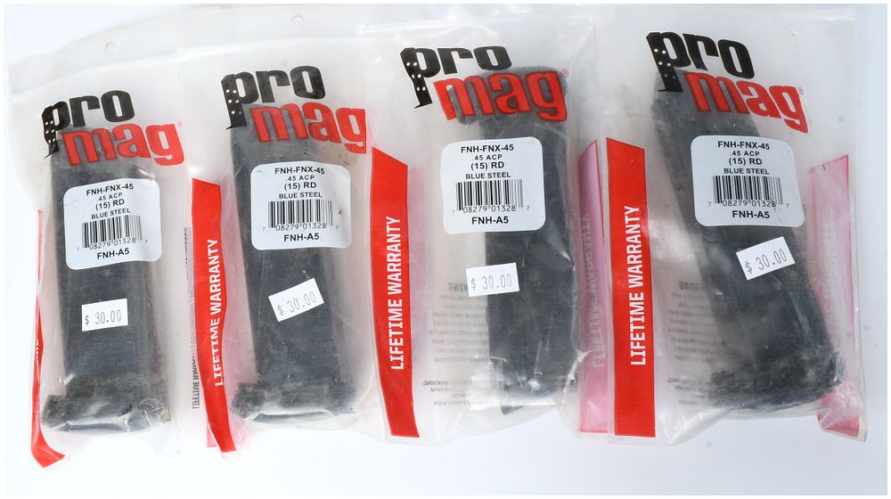 Lot 56: A Group of Four ProMag FNH-A5 15-Round Magazines for FNX-45 .45 ACP