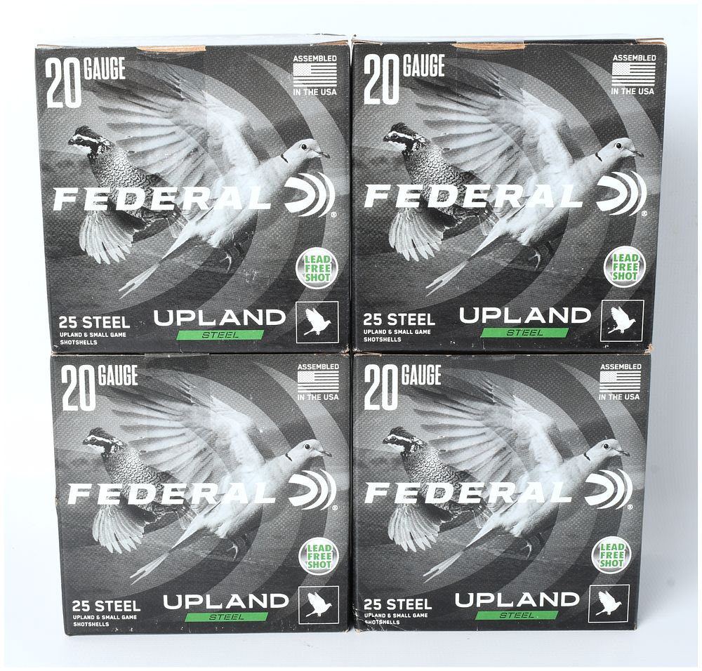 Lot 58: A Lot of 100 Rounds Federal Upland Steel 20 Gauge Shotshell Ammunition (7 1/2 Shot)
