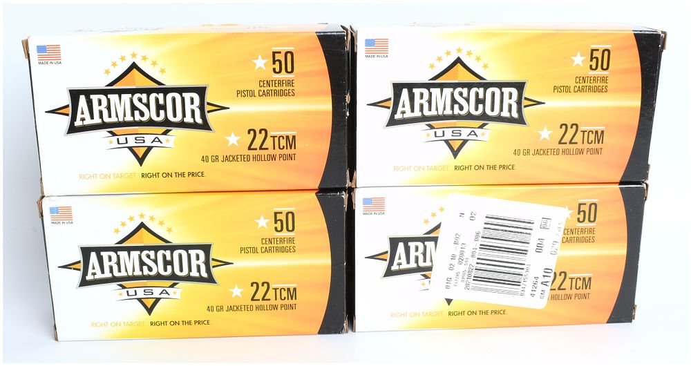 Lot 64: Armscor USA .22 TCM 40 Grain Jacketed Hollow Point Ammunition (200 Rounds)