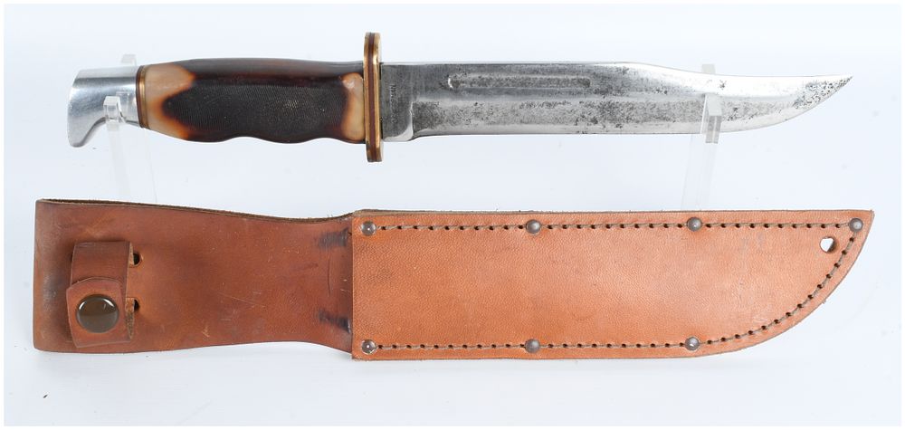 Lot 125: CRAFTSMAN U.S.A. Fixed Blade Utility Knife and Leather Sheath