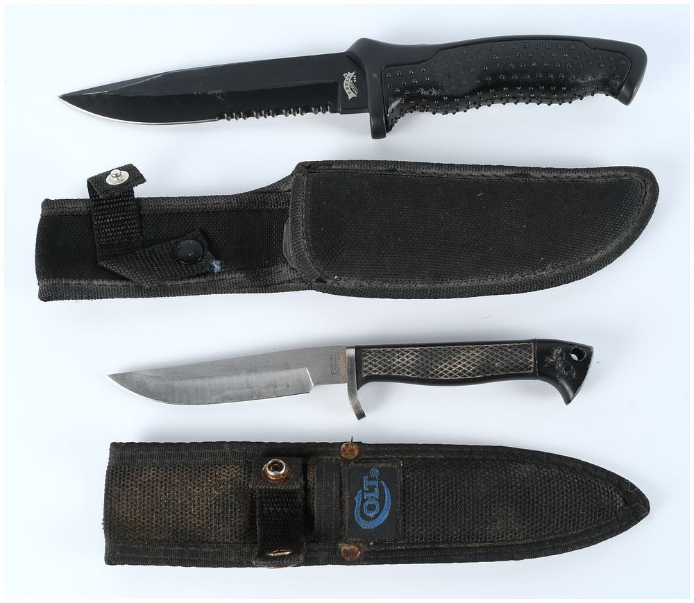 Lot 128: A Pair of Branded Fixed-Blade Utility Knives (Colt CT 20 and Walther Tactical Style)