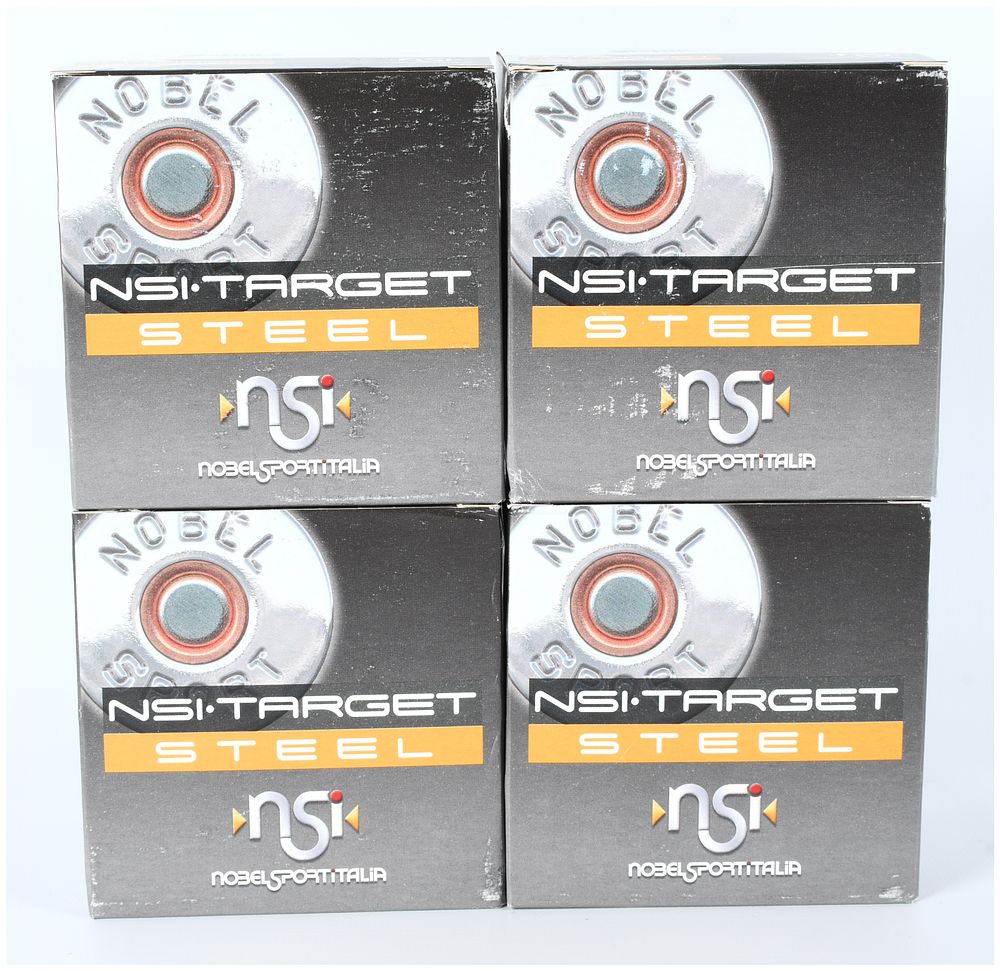 Lot 151: Nobel Sport Italia NSI Target Steel Shotgun Ammunition 20 Gauge 7/8 oz #7 Shot (Lot of 100)