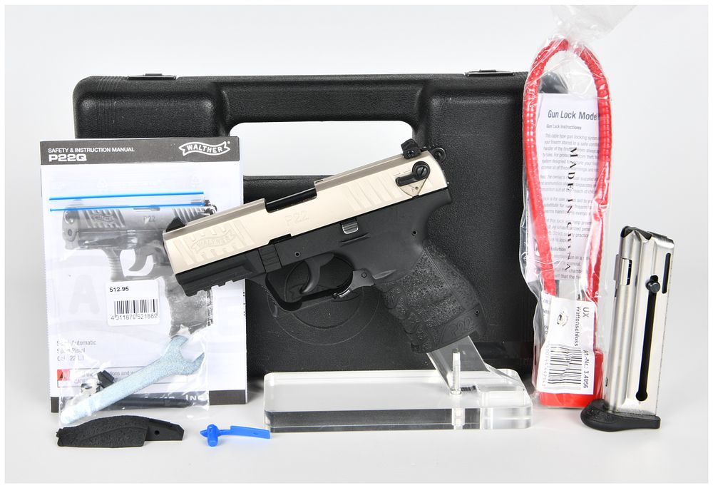 Lot 168: Walther P22 Semi-Automatic Pistol, Nickel Finish, Cal. .22 LR (3.42 BBL), Serial WA017465