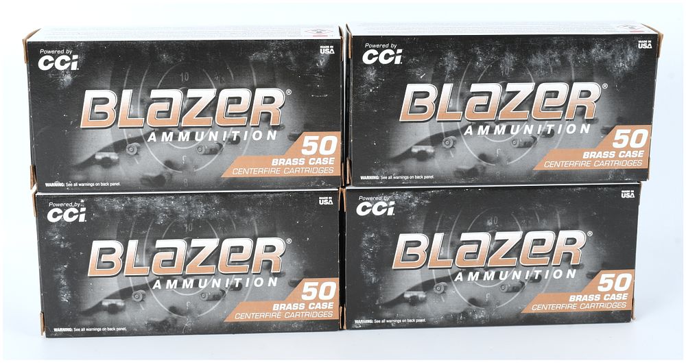 Lot 208: A Lot of 200 Rounds Blazer Brass 9mm Luger 124 Grain FMJ Ammunition