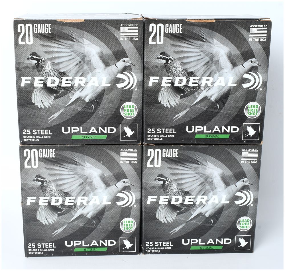 Lot 238: Lot of 100 Rounds Federal Upland Steel Shotshells 20 Gauge 2 3/4 inch 3/4 oz #7.5 Shot