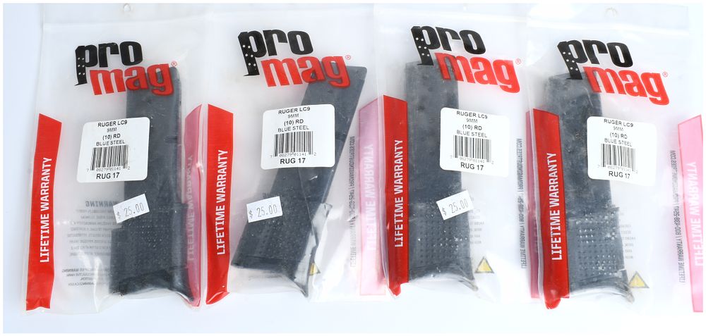 Lot 266: A Group of 4 ProMag Ruger LC9 9mm 10-Round Blue Steel Magazines (RUG 17)