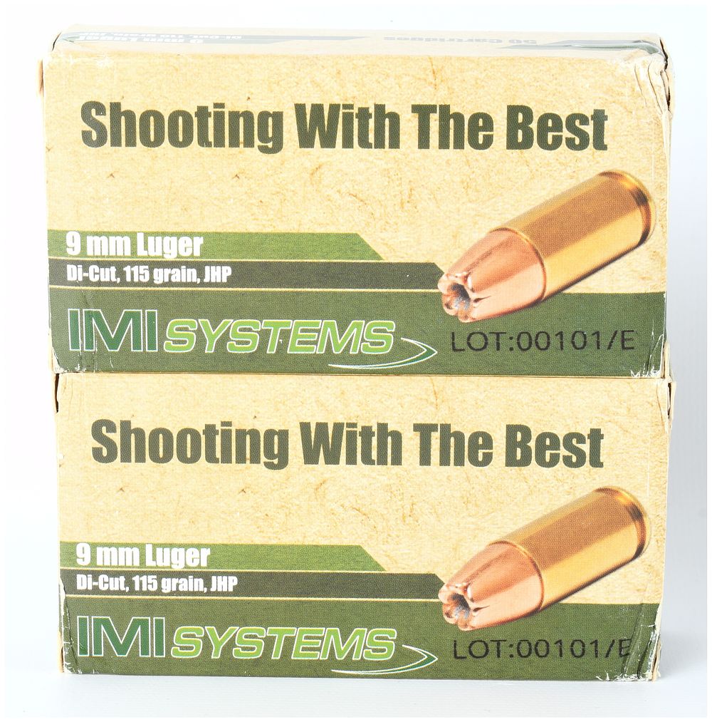 Lot 283: IMI Systems 9mm Luger 115 Grain Di-Cut JHP Ammunition Lot of 100 Rounds