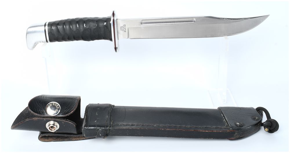 Lot 308: Buck 120 General Fixed Blade Hunting Knife with Leather Sheath