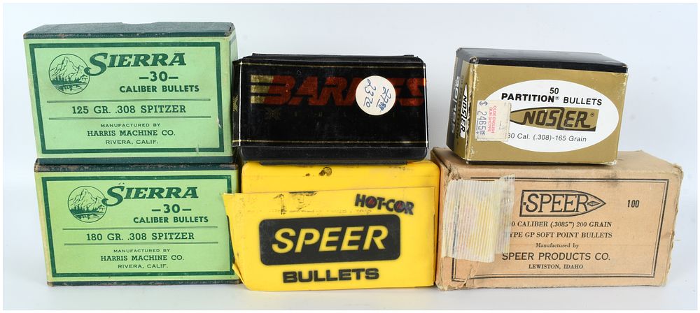 Lot 370: A Lot of 400 .30 Caliber (.308) Reloading Projectiles by Sierra, Nosler, Speer, and Barnes