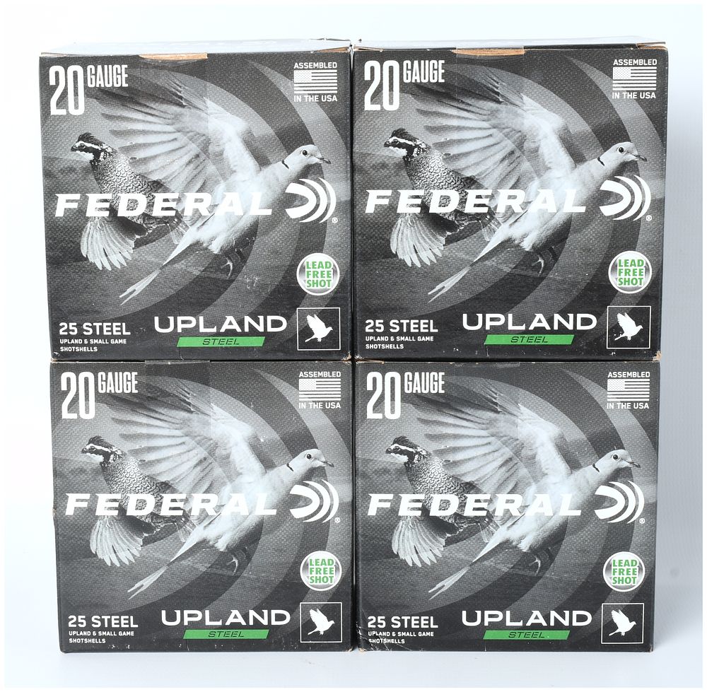 Lot 391: A Lot of 100 Rounds Federal Upland Steel 20 Gauge Shotshell Ammunition