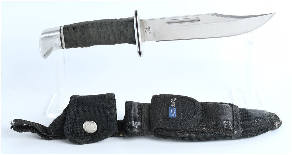 Lot 398: Buck USA Fixed Blade Hunting Knife with Nylon Sheath