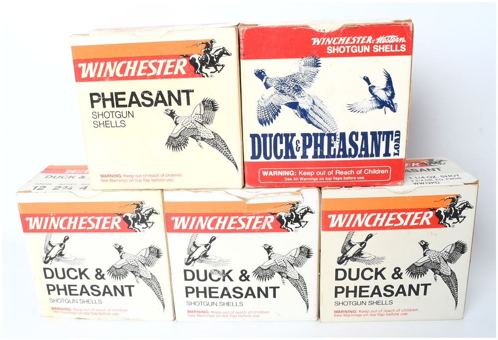 Lot 406: A Lot of 125 Vintage Winchester and Winchester-Western Duck & Pheasant Load 12 Gauge Shotgun Shells
