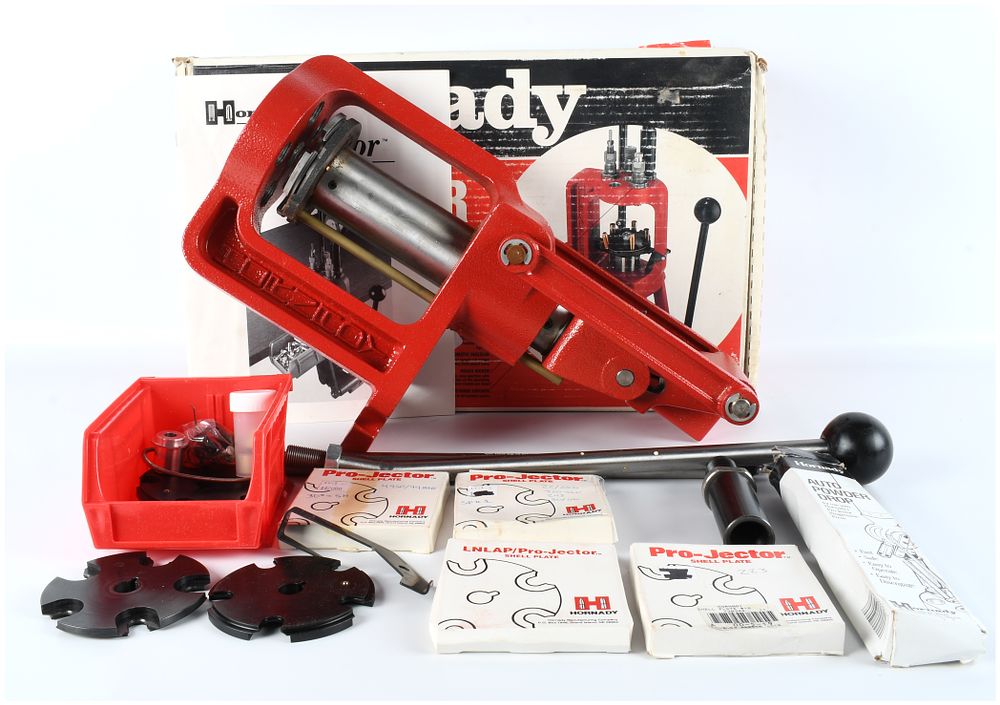 Lot 433: Hornady Pro-Jector Progressive Reloading Press, Serial Number 21144, with Accessories