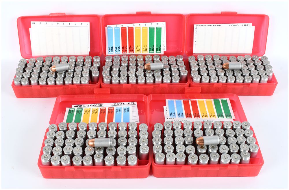 Lot 442: Lot of 250 Rounds of CCI .45 AUTO Ammunition in MTM Case-Gard Boxes