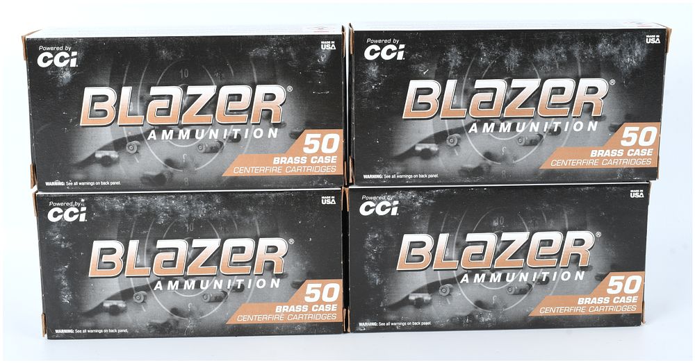 Lot 508: A Lot of 200 Rounds CCI Blazer Brass 9mm Luger 124 gr. FMJ Ammunition