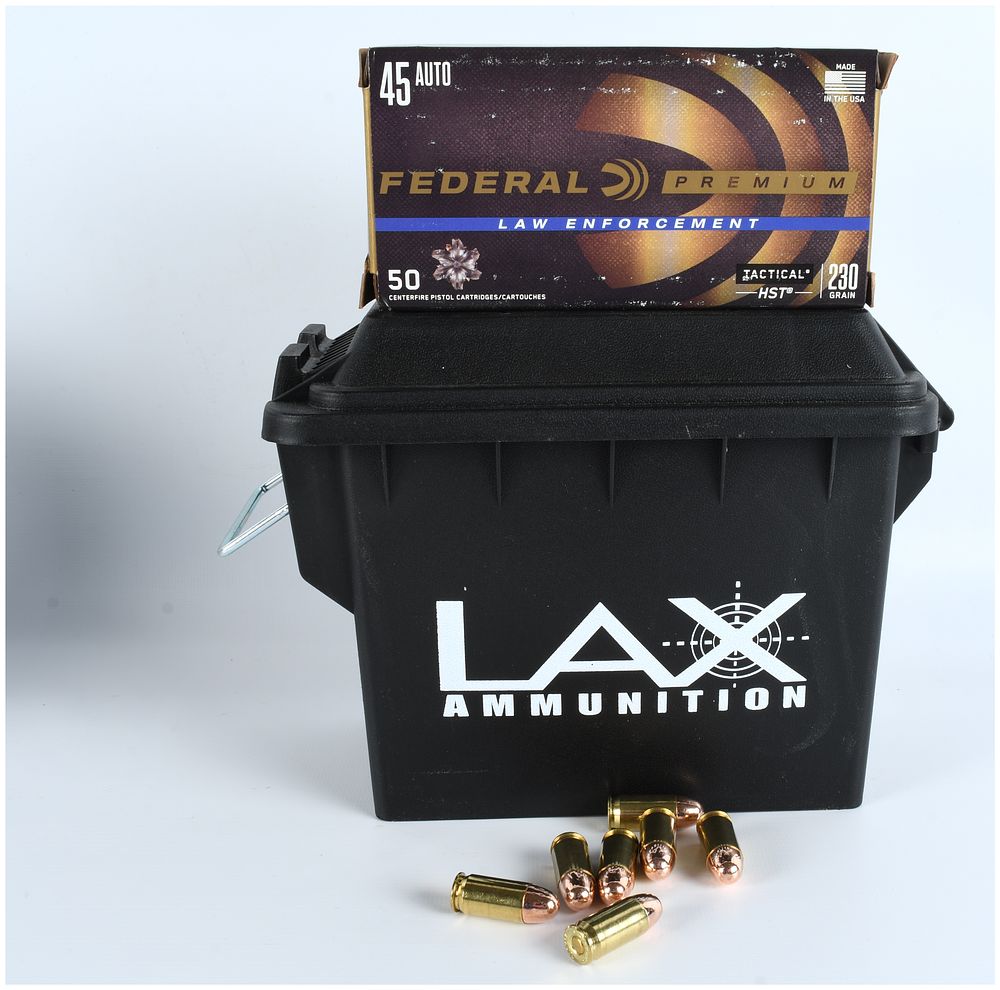 Lot 520: A Collection of .45 AUTO Ammunition including Federal Premium HST and Bulk LAX Ammunition in a