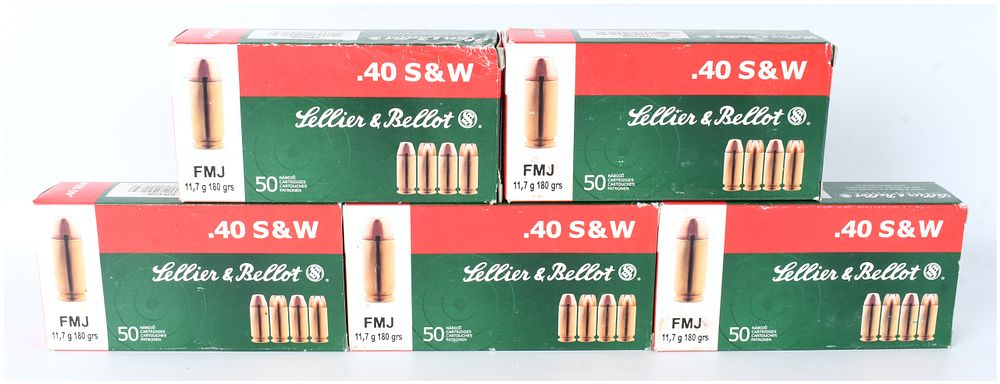 Lot 526: A Lot of 250 Rounds of Sellier & Bellot .40 S&W 180 Grain FMJ Ammunition