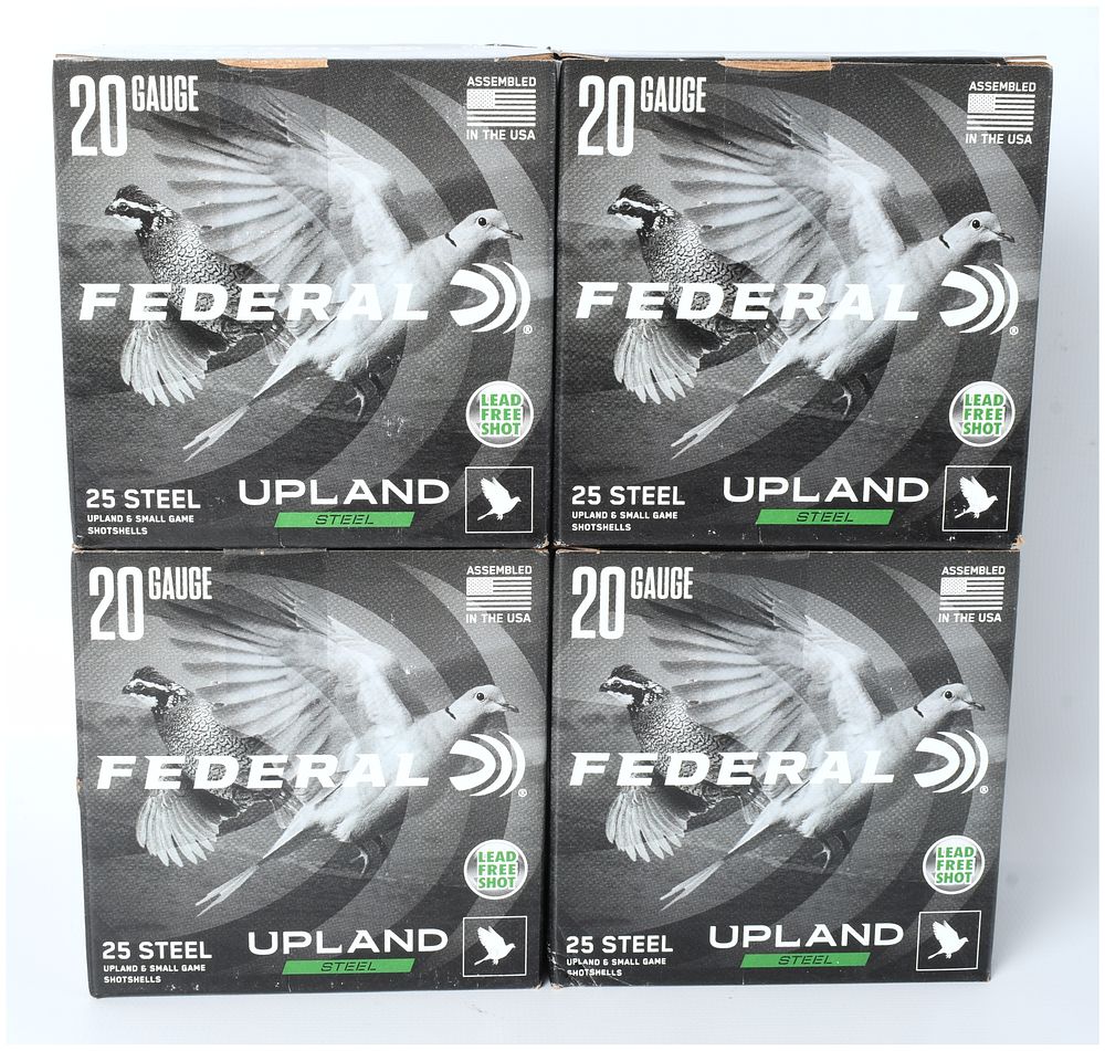 Lot 538: A Lot of 100 Rounds Federal Upland Steel 20 Gauge Shotgun Ammunition