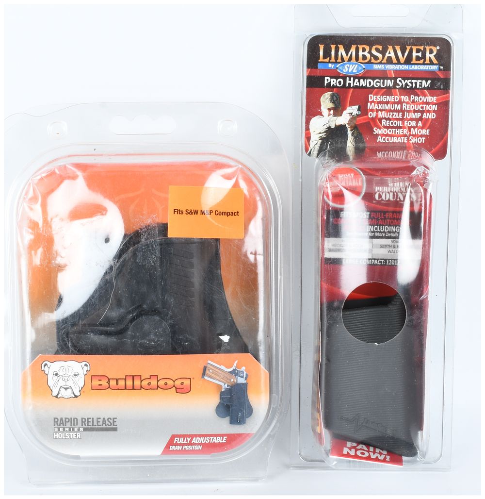 Lot 563: A Pair of Bulldog Rapid Release Holster and LIMBSAVER Pro Handgun System Accessories