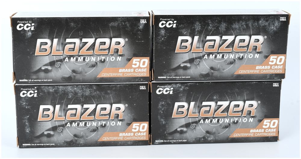 Lot 568: A Lot of 200 Rounds of CCI Blazer Brass 9mm Luger 124 gr FMJ Ammunition