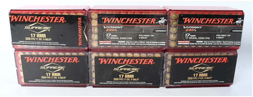 Lot 592: A Lot of 300 Rounds Winchester .17 HMR Ammunition 17 Grain V-MAX