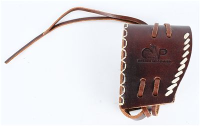 Collectible Dark Brown Leather Accessory Pouch with ORIGINAL POWER Embossed Branding. A single 