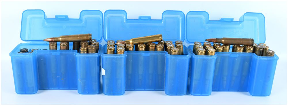 Lot 1009: A Lot of 52 Rounds of .308 Norma Magnum Ammunition with Plastic Storage Containers