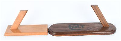 A Pair of Custom Handgun Display Stands for Colt 1911 and Luger 9mm. This lot comprises a pair 