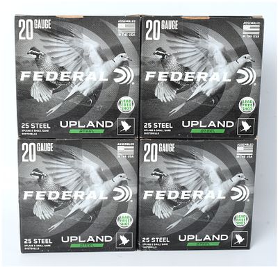 Federal Upland Steel 20 Gauge Shotshell Ammunition (100 Rounds). This lot consists of 100 rounds 
