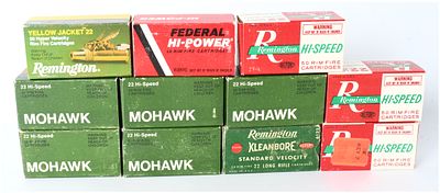 A Collection of 12 Vintage Boxes of Remington and Federal .22 LR Ammunition (Approx. 500 Rounds 