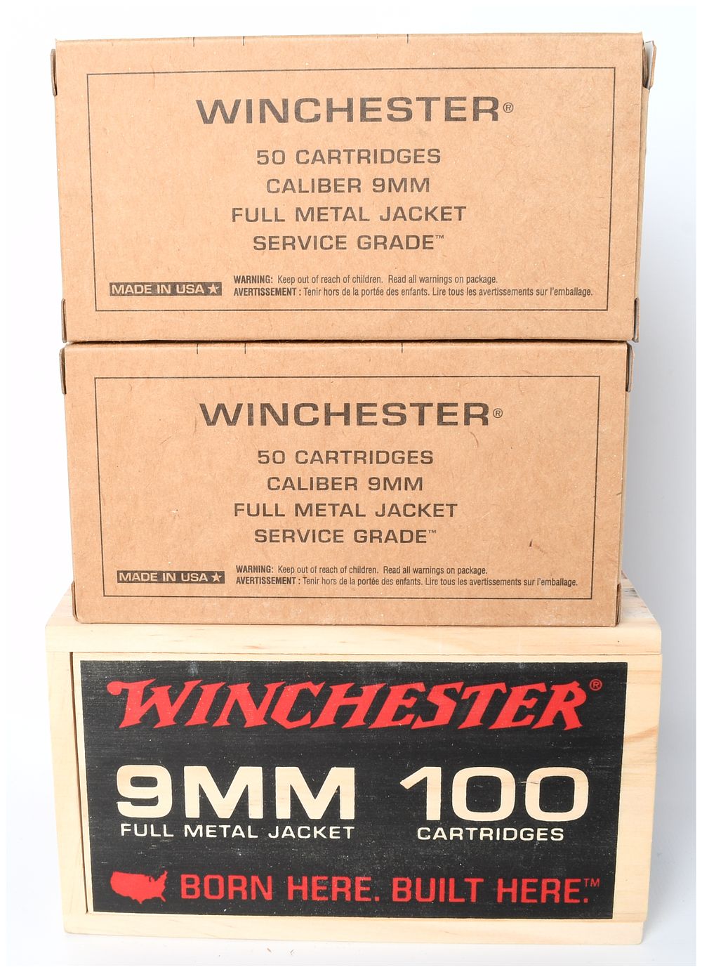 Lot 1051: Winchester 9mm Luger Full Metal Jacket Ammunition Lot (100 Cartridges)