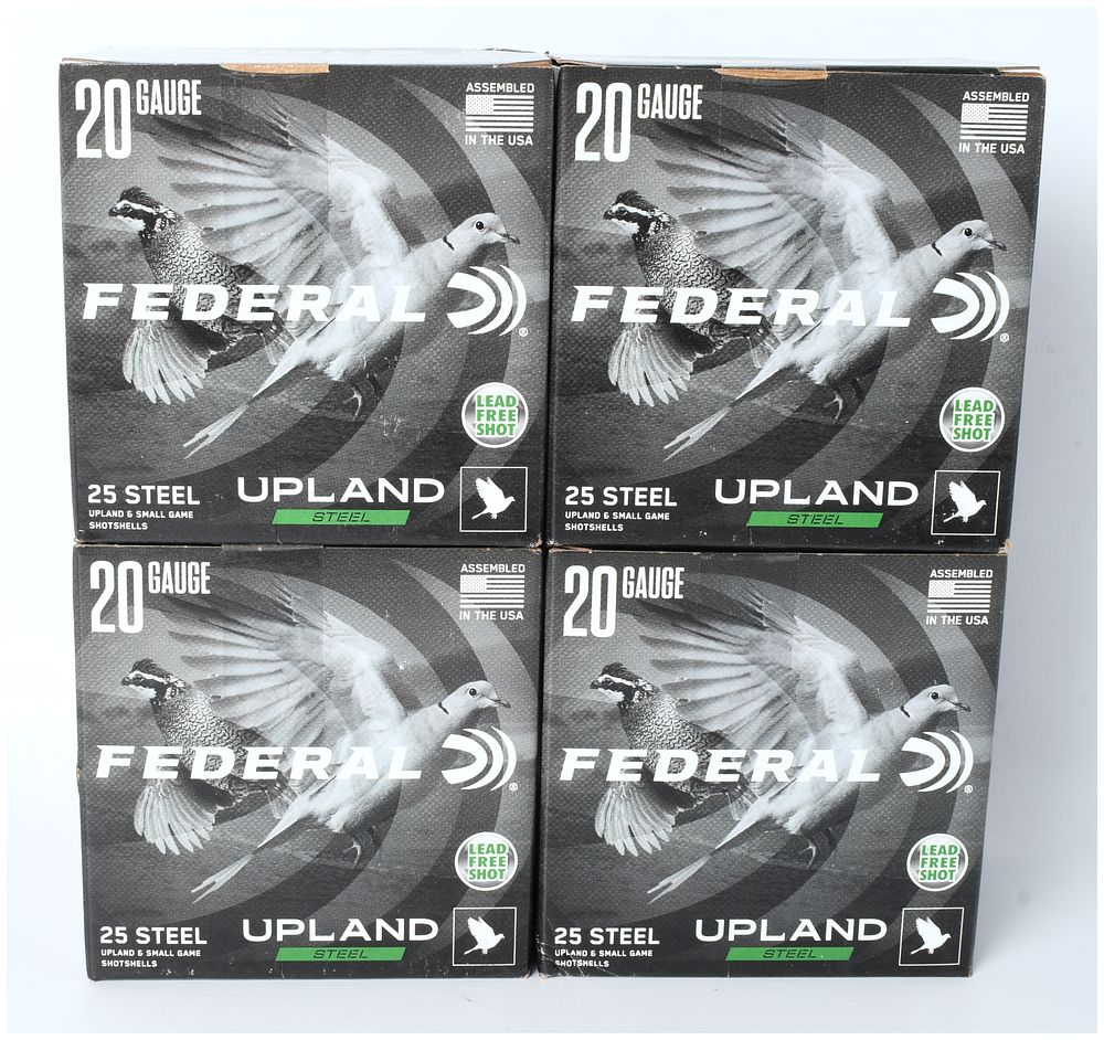 Lot 1057: Federal Upland Steel 20 Gauge 2 3/4 inch Shotshell Ammunition Lot of 100 Rounds
