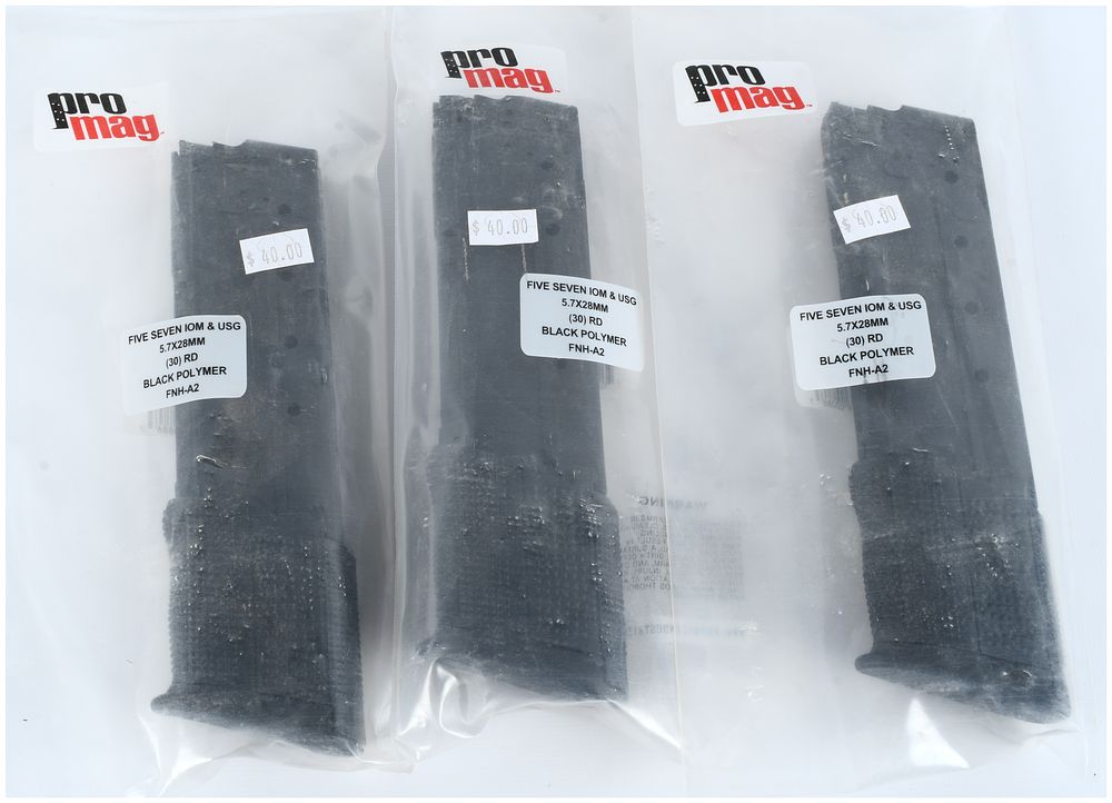 Lot 1115: Trio of ProMag FNH-A2 Detachable Box Magazines for FN Five-seveN (5.7x28mm, 30-Round)