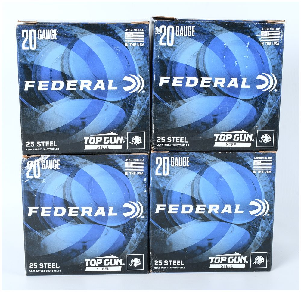 Lot 1120: A Lot of 100 Rounds Federal Top Gun Steel 20 Gauge 7 Shot Ammunition