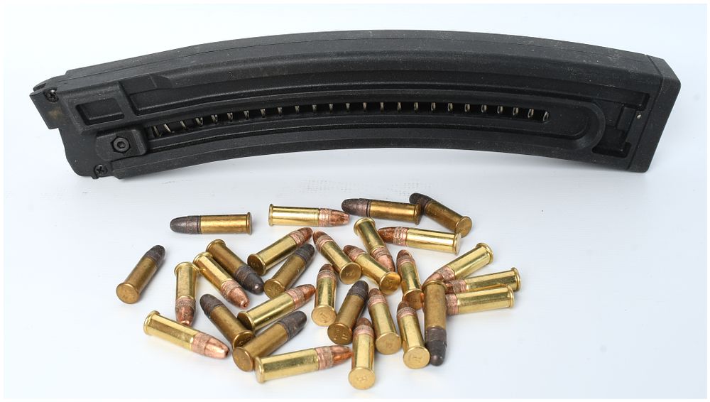 Lot 1133: ATI GSG-16 .22LR 22-Round Detachable Box Magazine and 24 Loose .22 Long Rifle Cartridges (Lot of 25 Items)